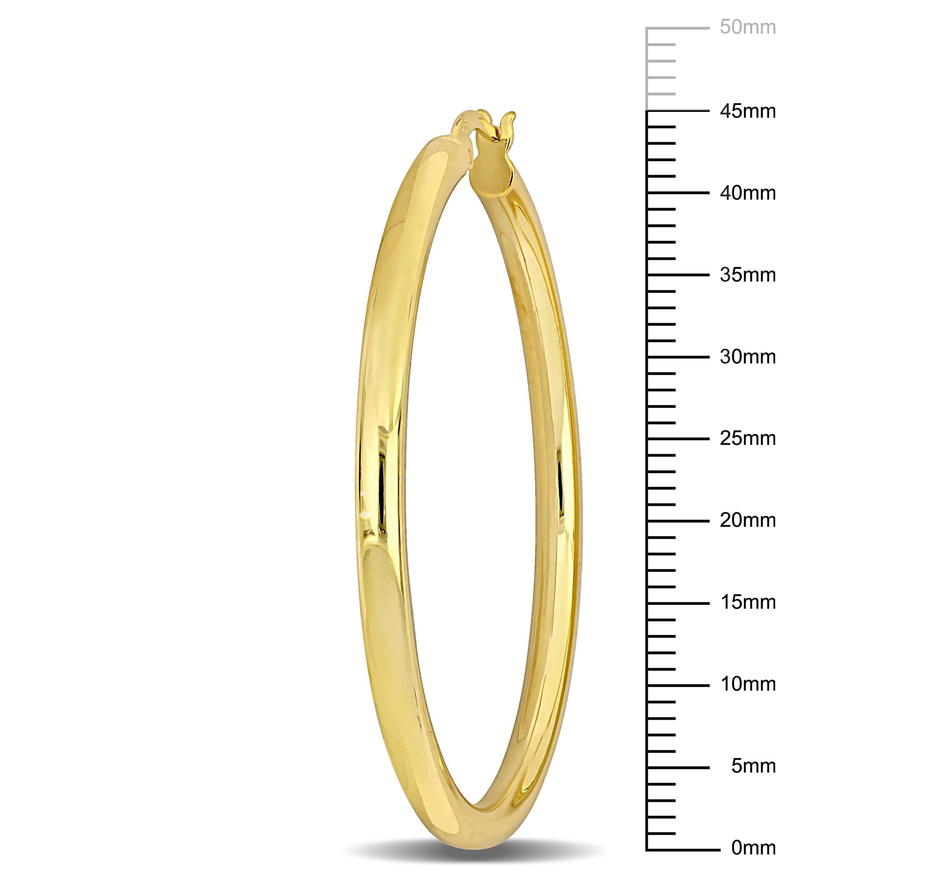 45mm Round Hoop Earrings in Yellow Plated Sterling Silver