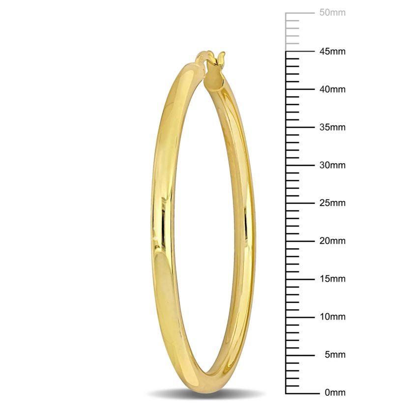 45mm Round Hoop Earrings in Yellow Plated Sterling Silver