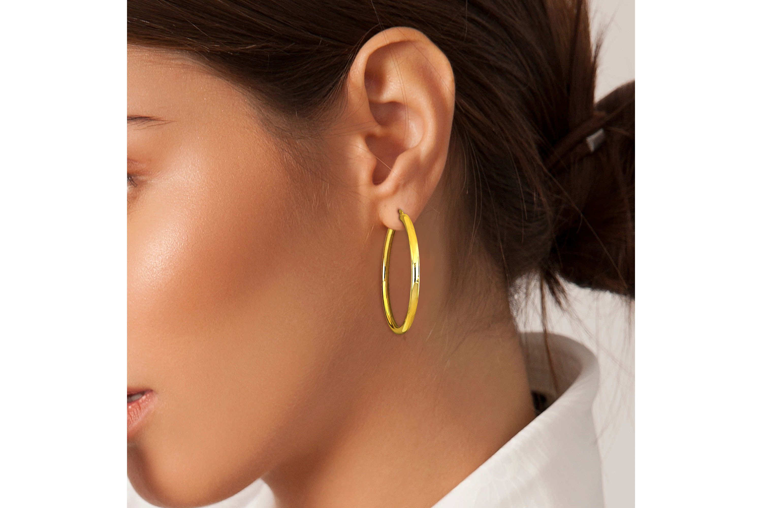 45mm Round Hoop Earrings in Yellow Plated Sterling Silver