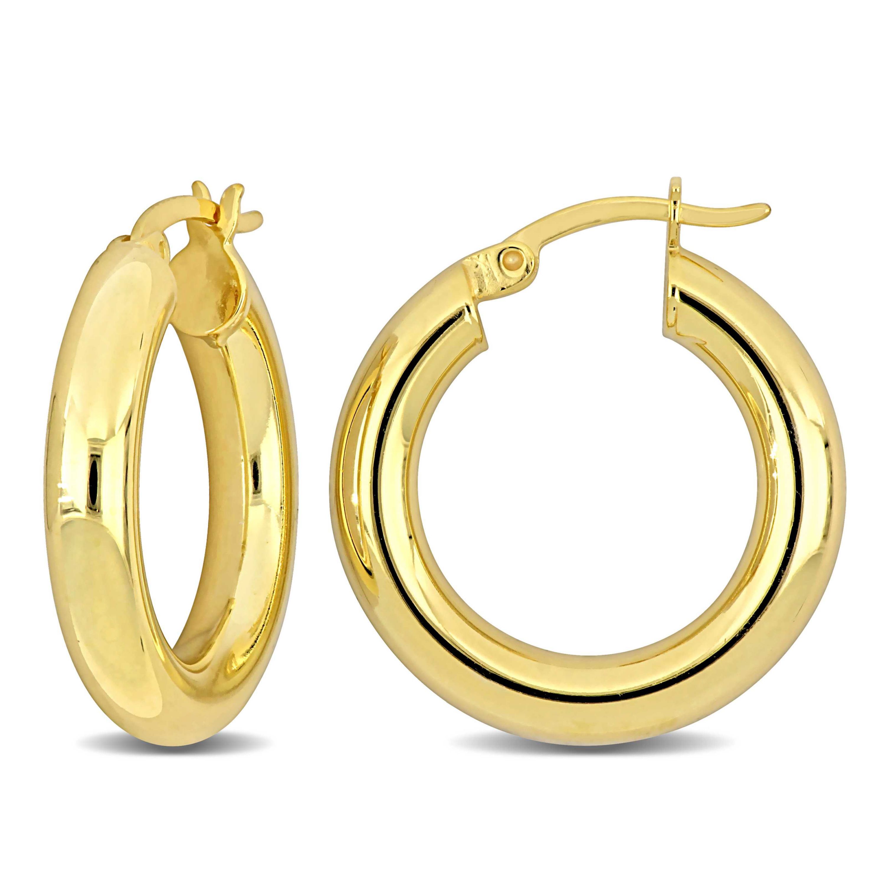 23mm Round Hoop Earrings in Yellow Plated Sterling Silver