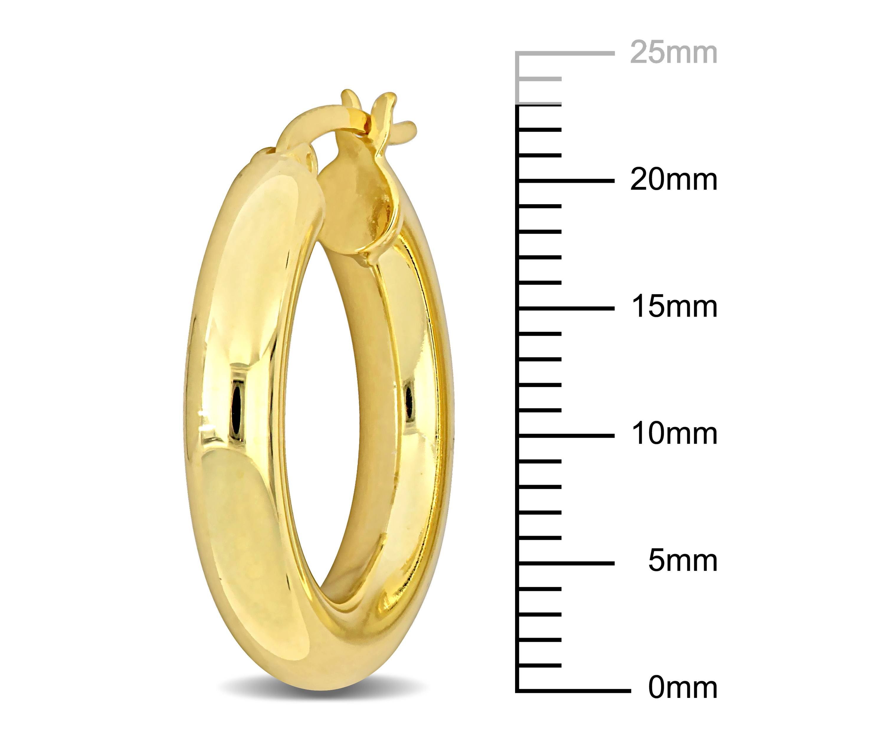 23mm Round Hoop Earrings in Yellow Plated Sterling Silver