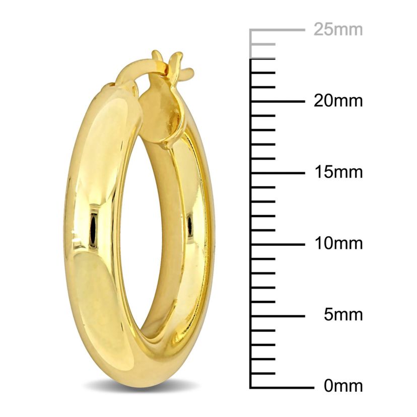 23mm Round Hoop Earrings in Yellow Plated Sterling Silver