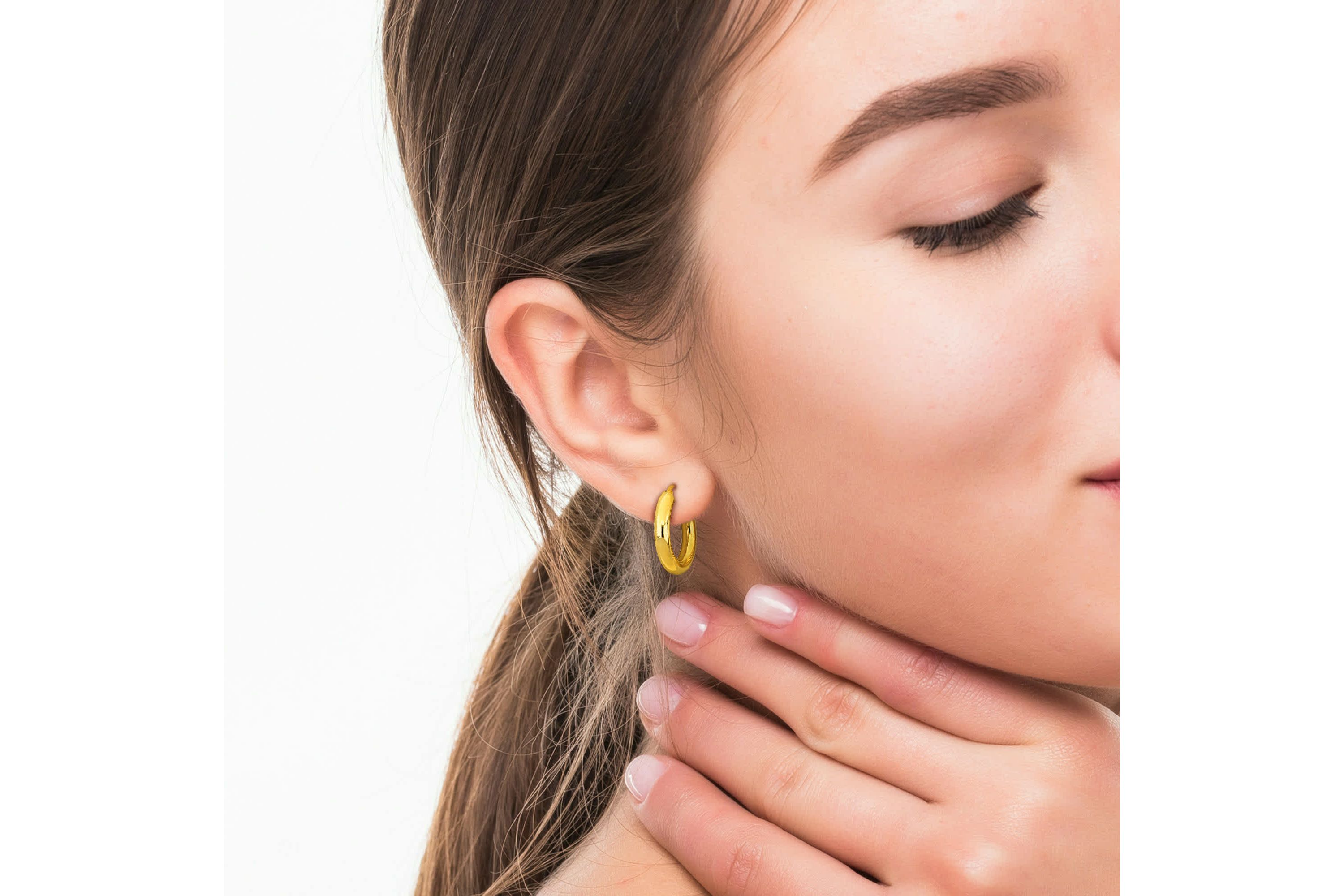 23mm Round Hoop Earrings in Yellow Plated Sterling Silver