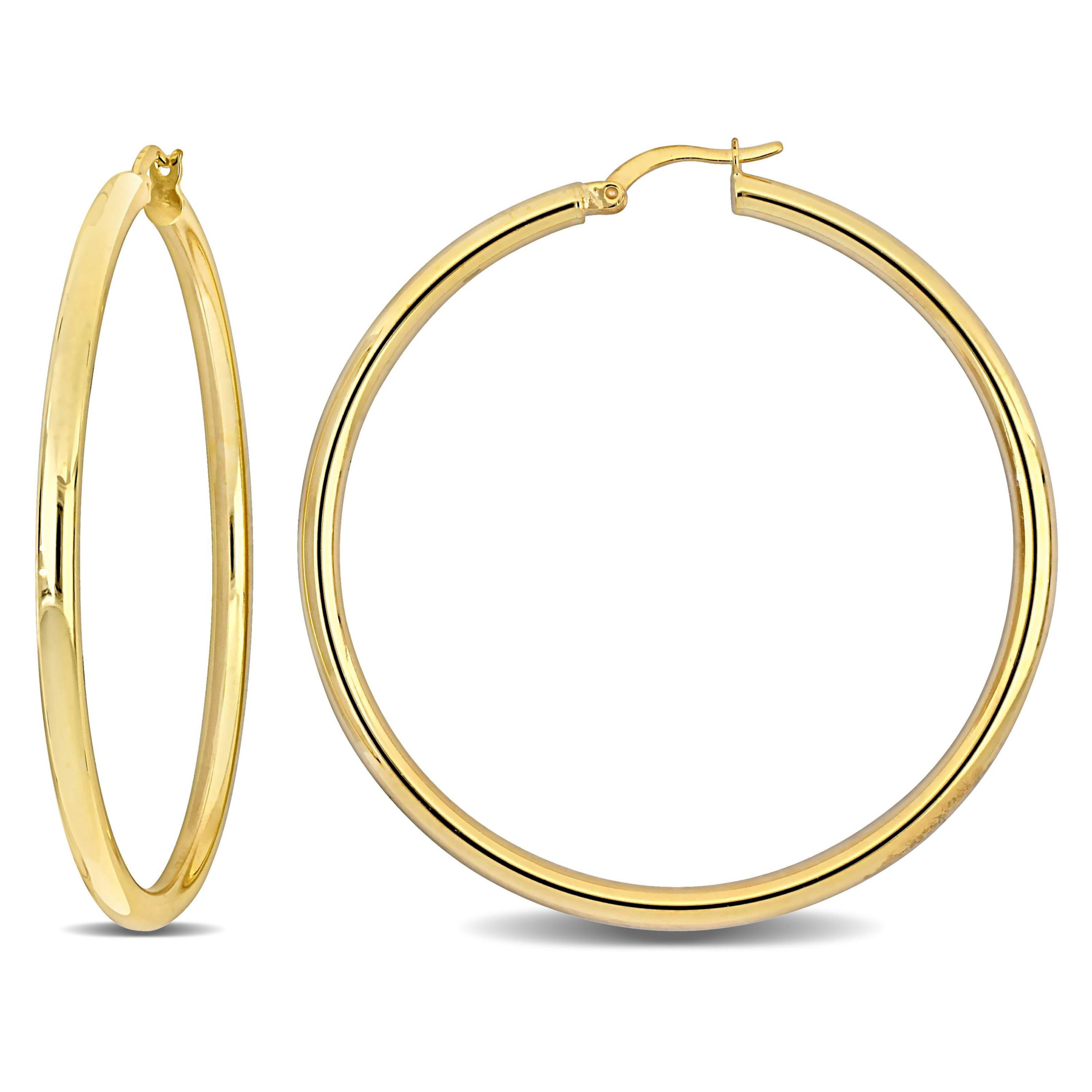 56mm round Hoop Earrings in Yellow Plated Sterling Silver