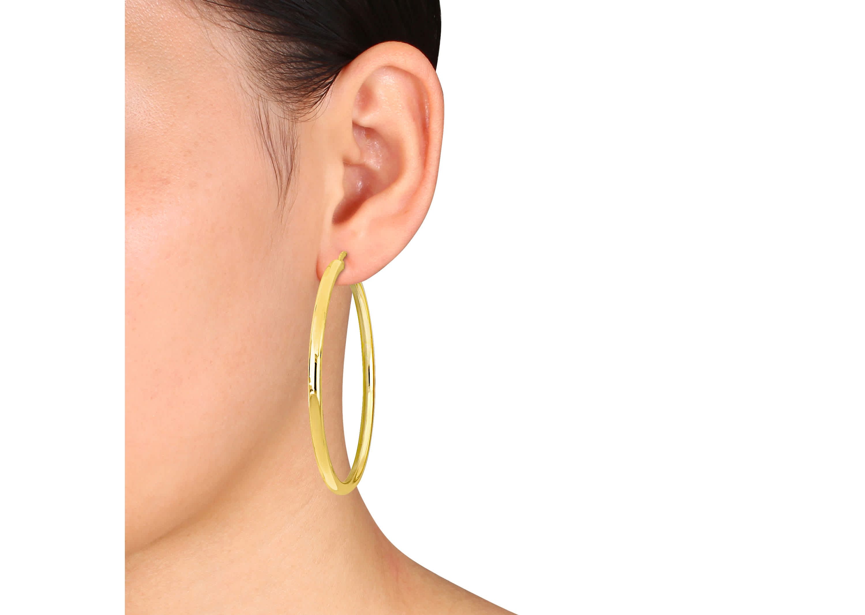 56mm round Hoop Earrings in Yellow Plated Sterling Silver