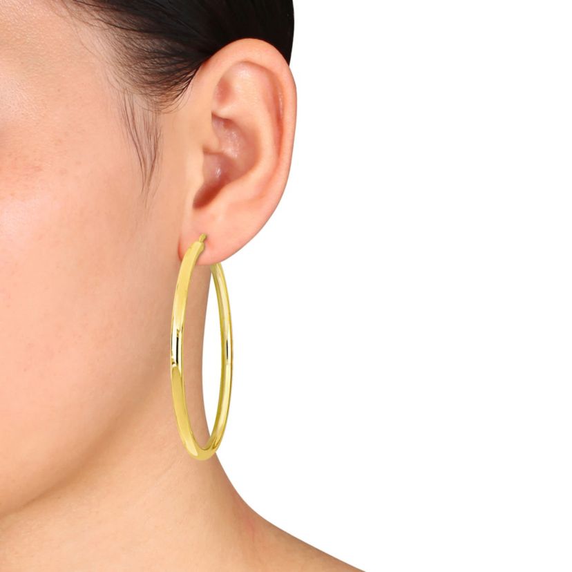 56mm round Hoop Earrings in Yellow Plated Sterling Silver
