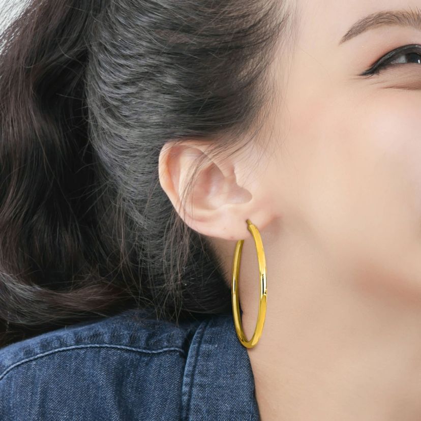 56mm round Hoop Earrings in Yellow Plated Sterling Silver