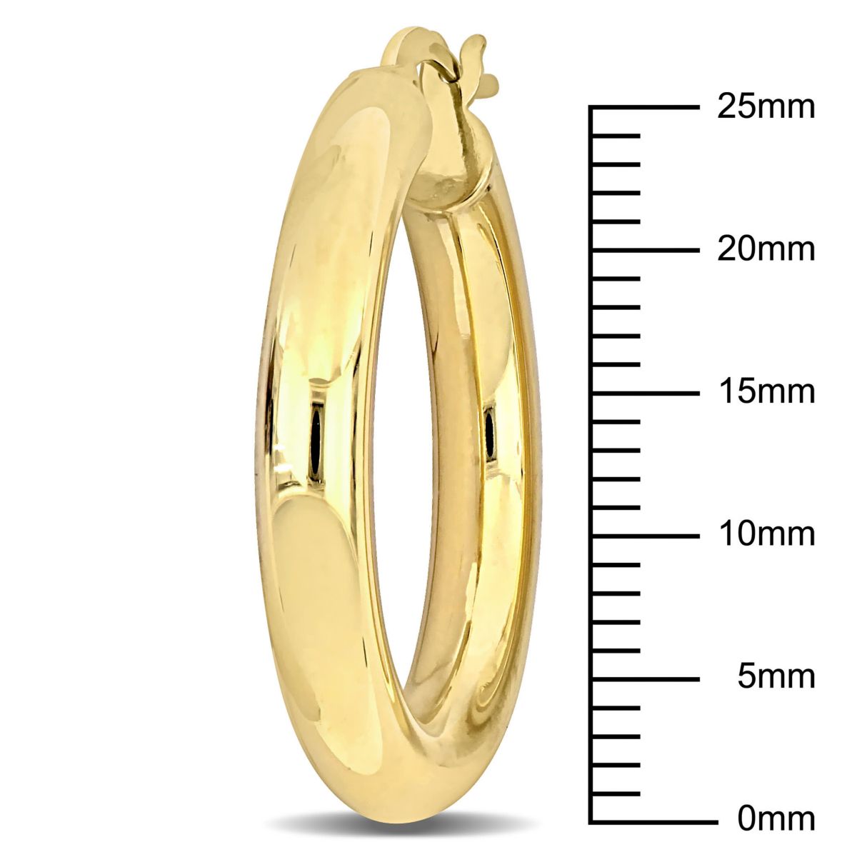 28mm Round Hoop Earrings in Yellow Plated Sterling Silver