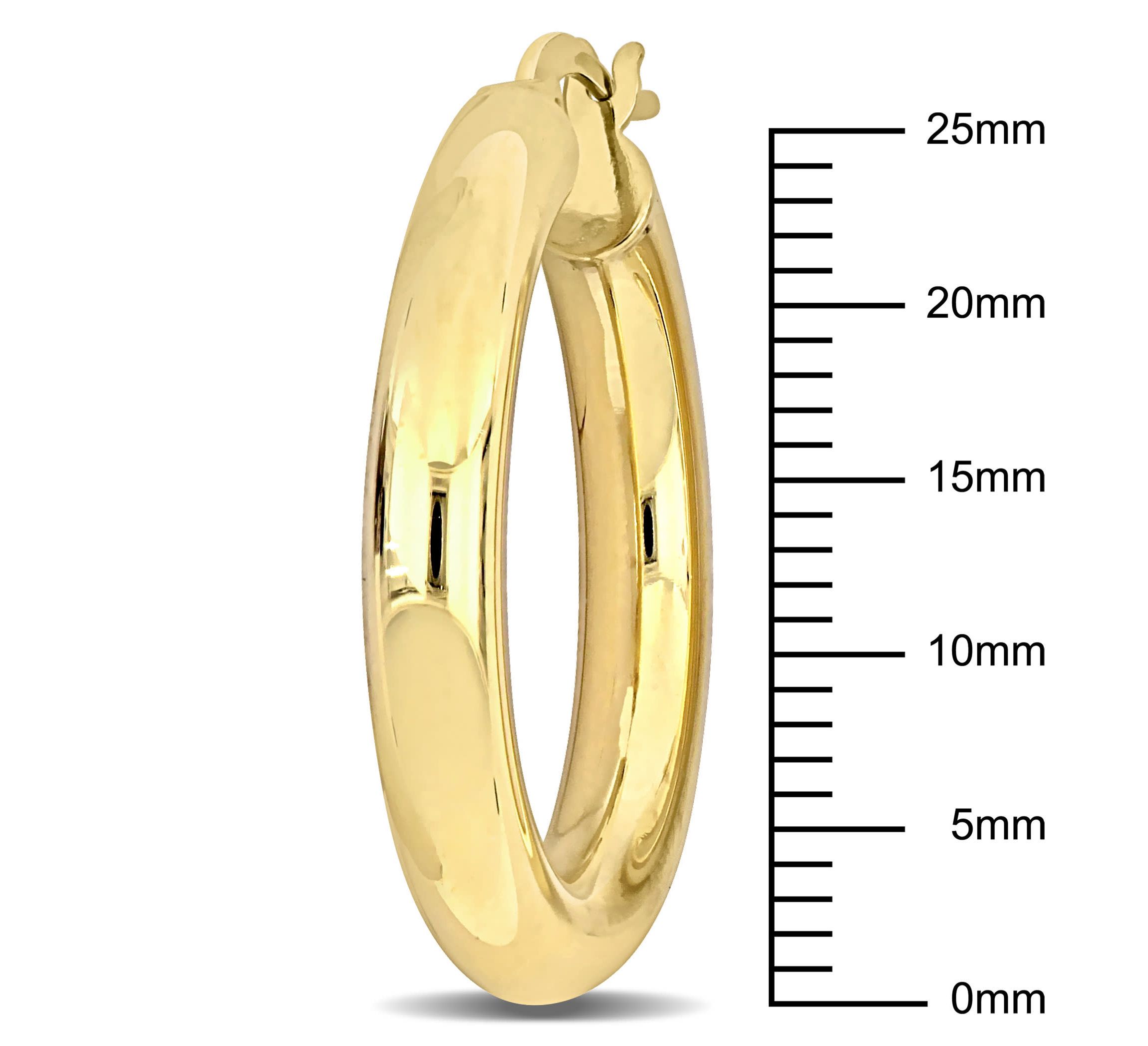 28mm Round Hoop Earrings in Yellow Plated Sterling Silver