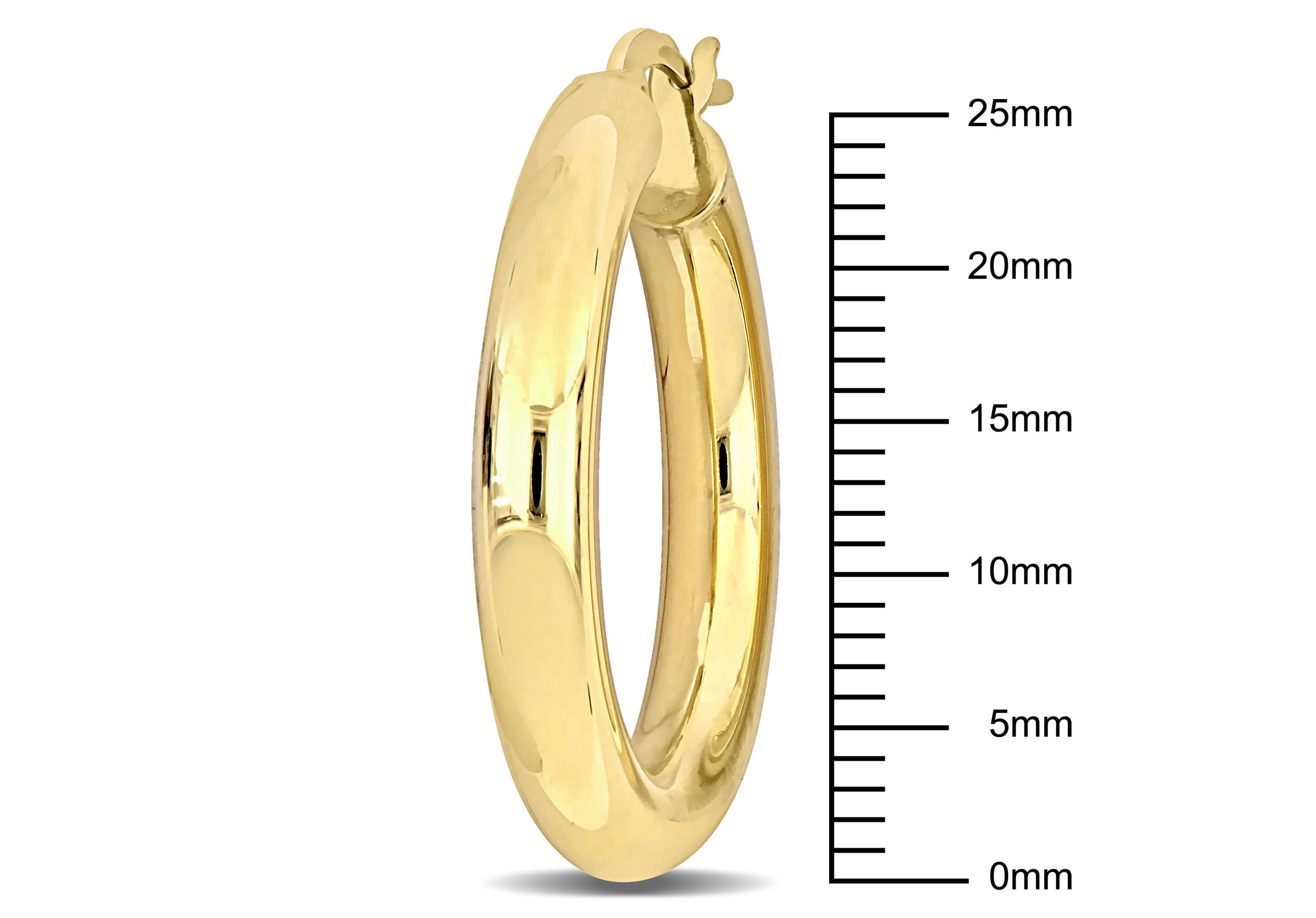 28mm Round Hoop Earrings in Yellow Plated Sterling Silver