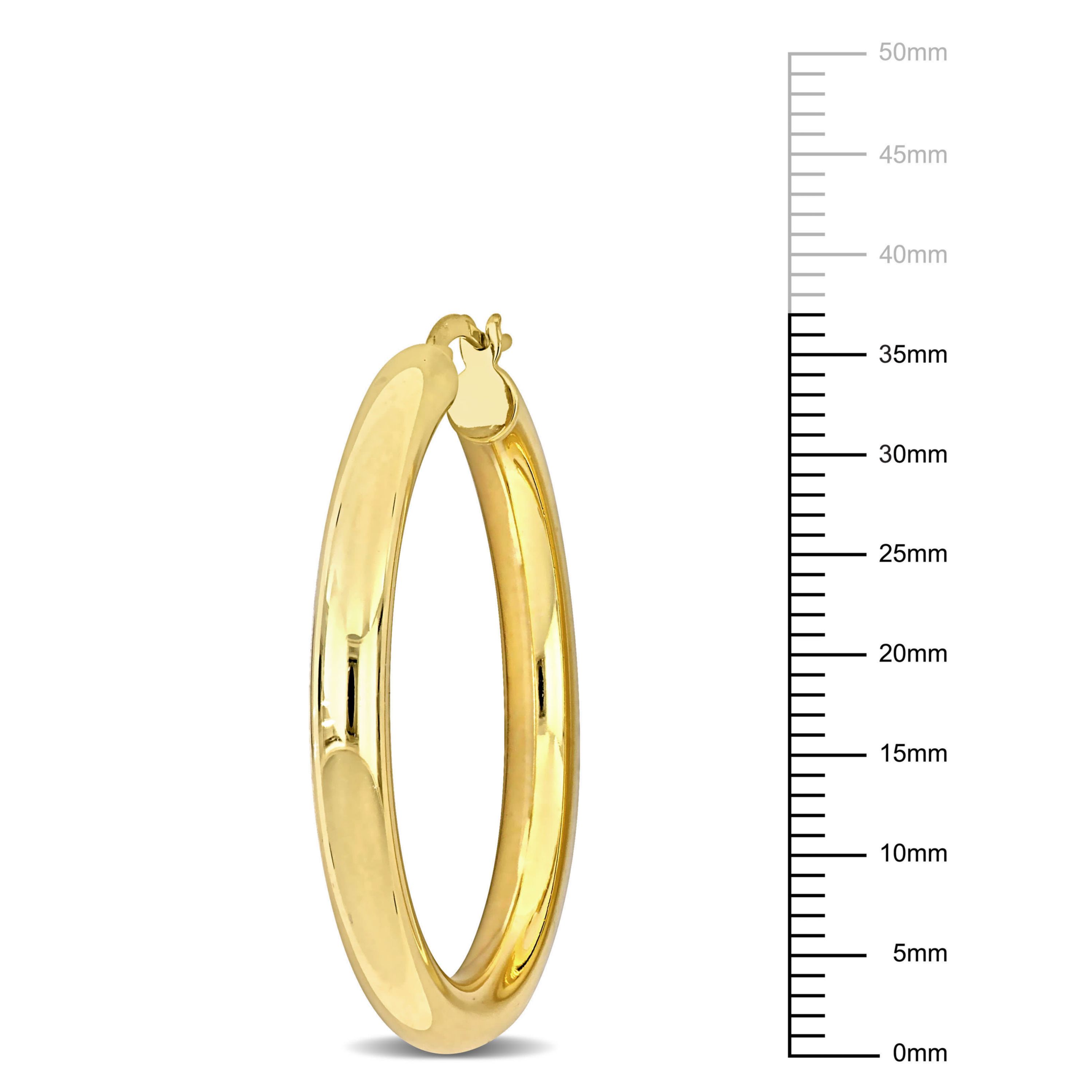 37mm Round Hoop Earrings in Yellow Plated Sterling Silver