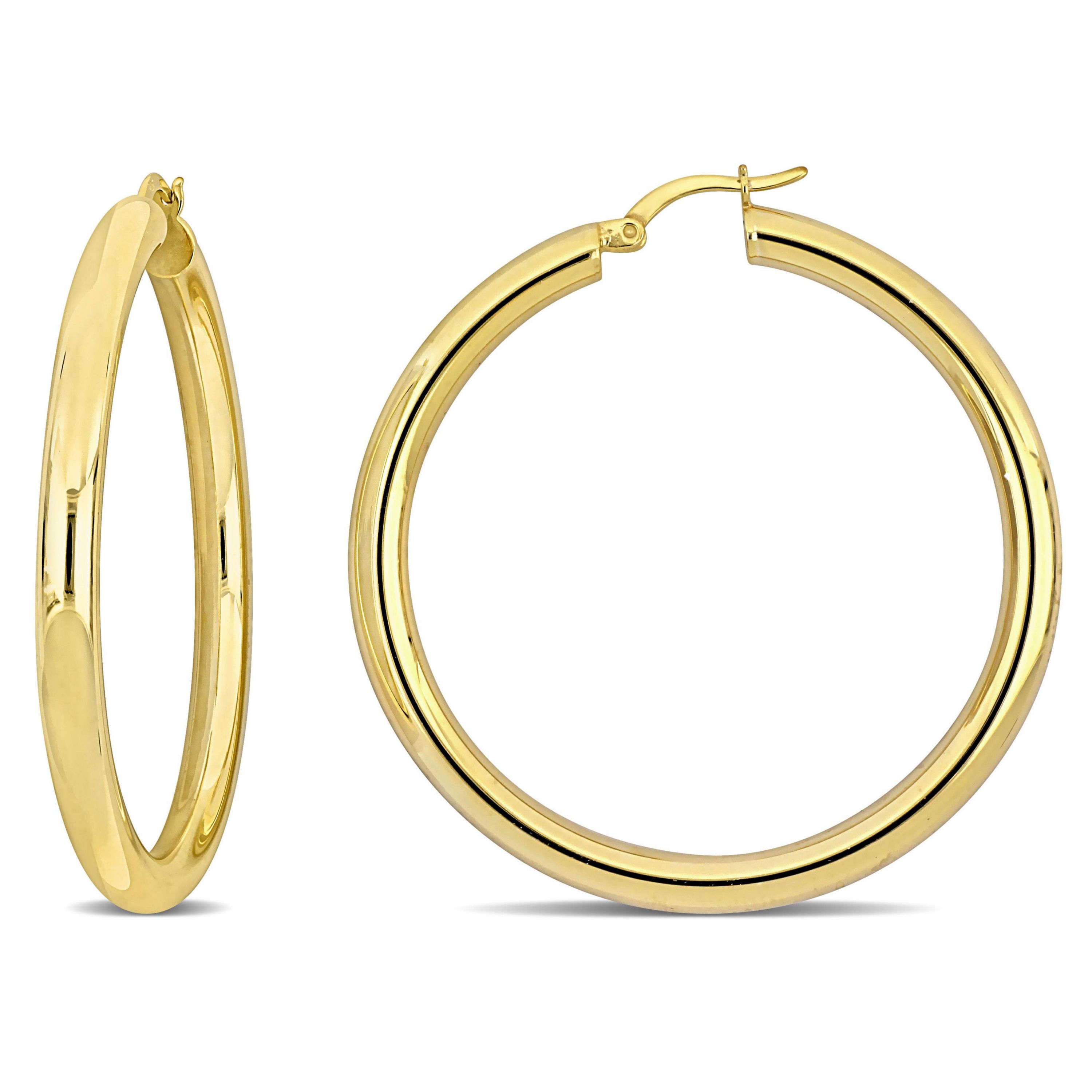 49mm Round Hoop Earrings in Yellow Plated Sterling Silver