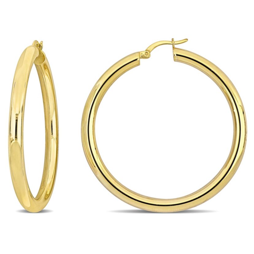 49mm Round Hoop Earrings in Yellow Plated Sterling Silver