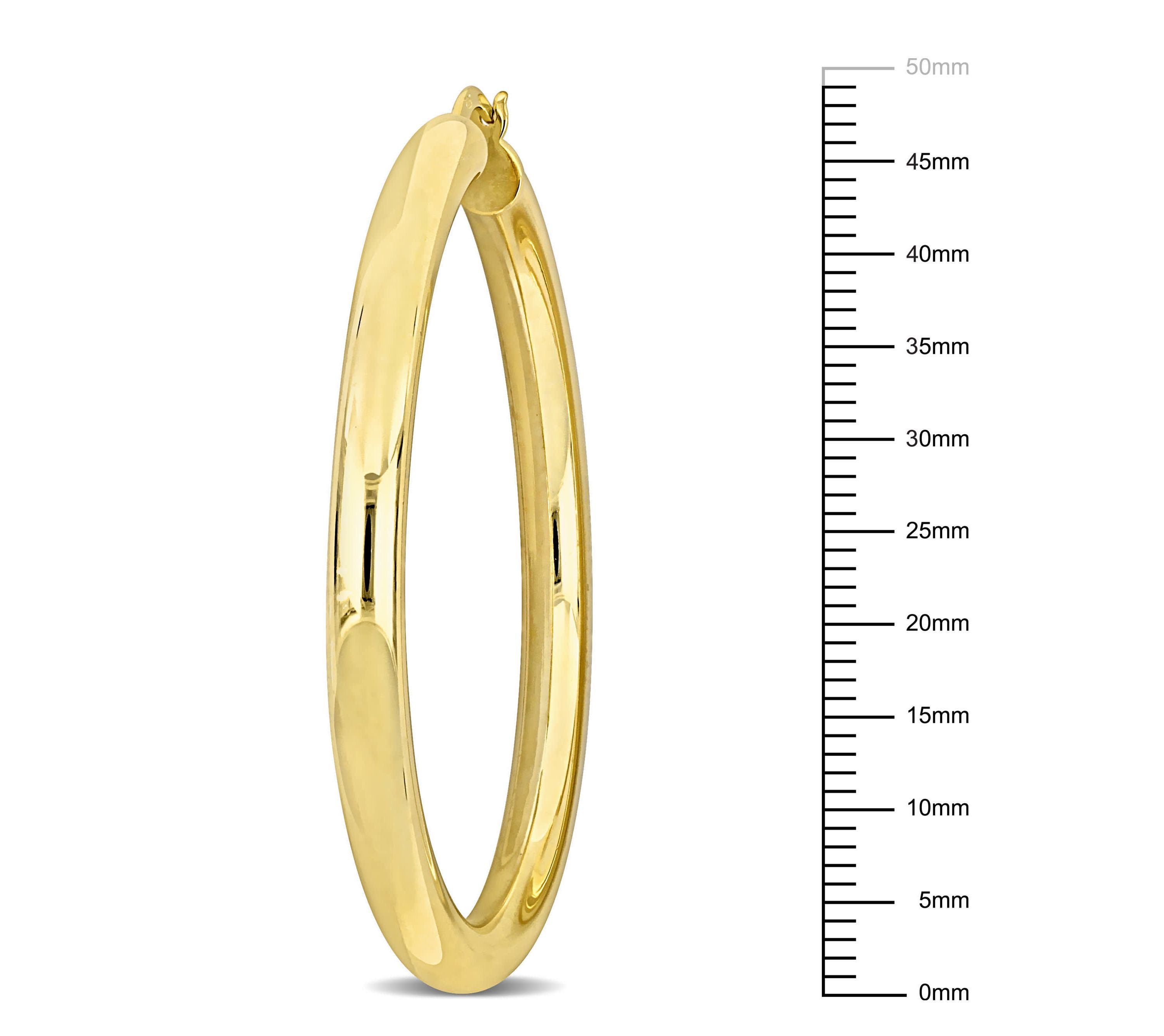 49mm Round Hoop Earrings in Yellow Plated Sterling Silver