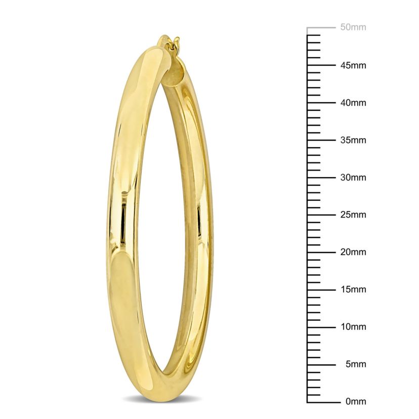 49mm Round Hoop Earrings in Yellow Plated Sterling Silver