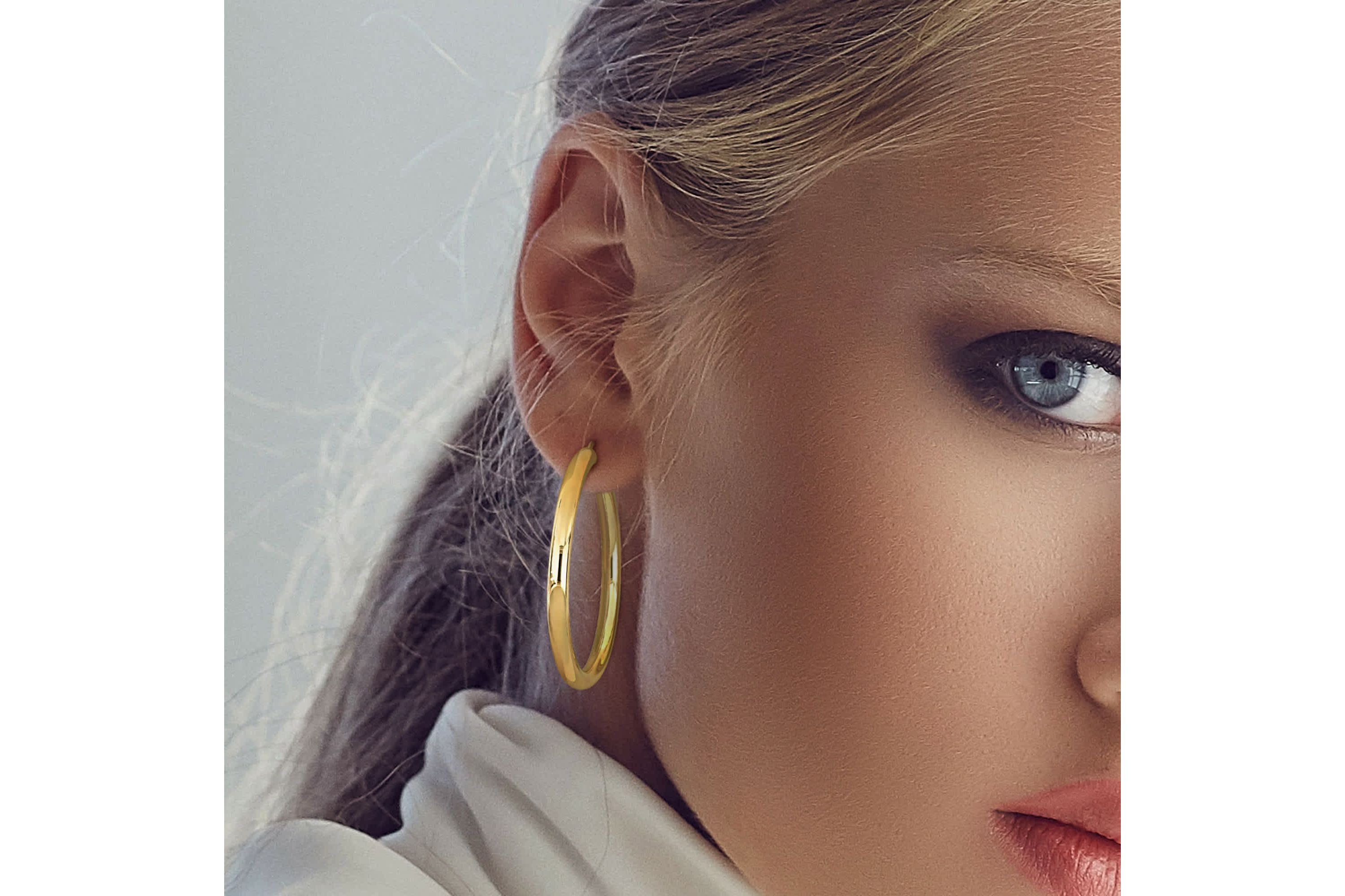 49mm Round Hoop Earrings in Yellow Plated Sterling Silver