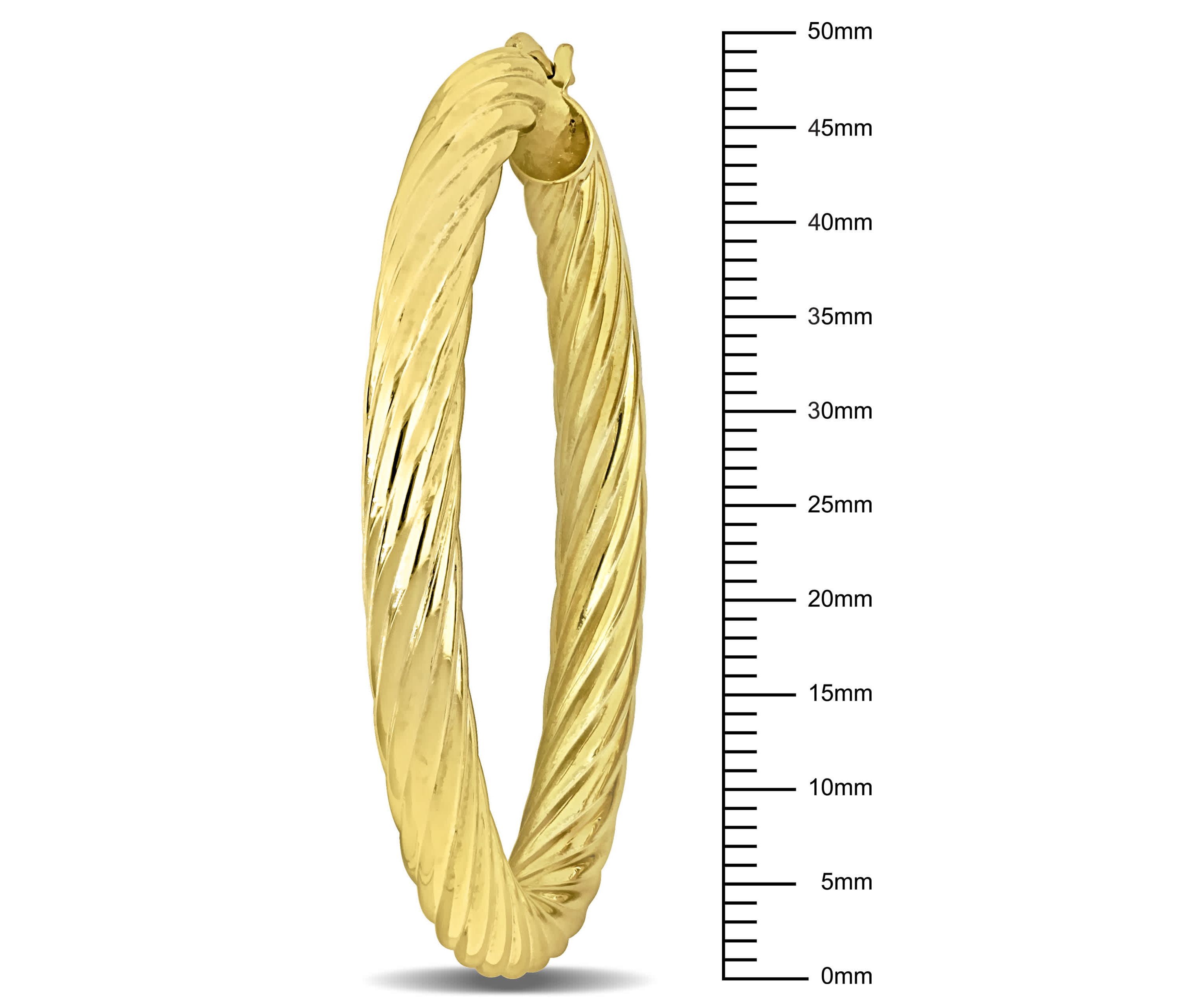 50mm Round Twist Hoop Earrings in Yellow Plated Sterling Silver