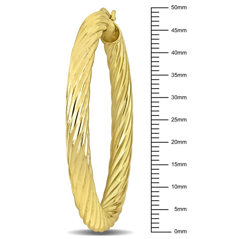 50mm Round Twist Hoop Earrings in Yellow Plated Sterling Silver