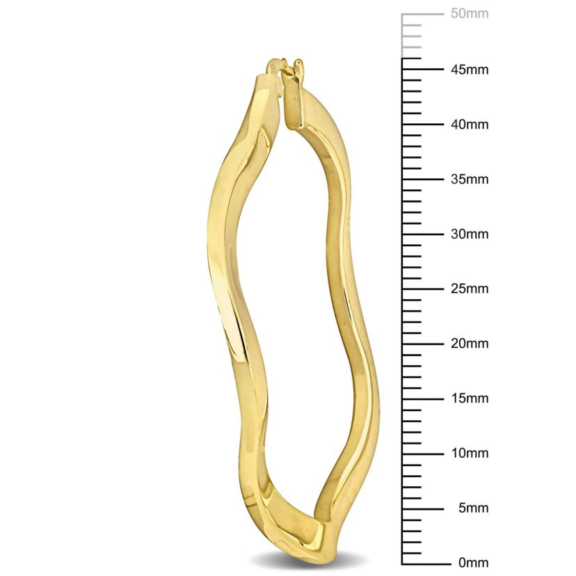 46mm Round Wave Hoop Earrings in Yellow Plated Sterling Silver