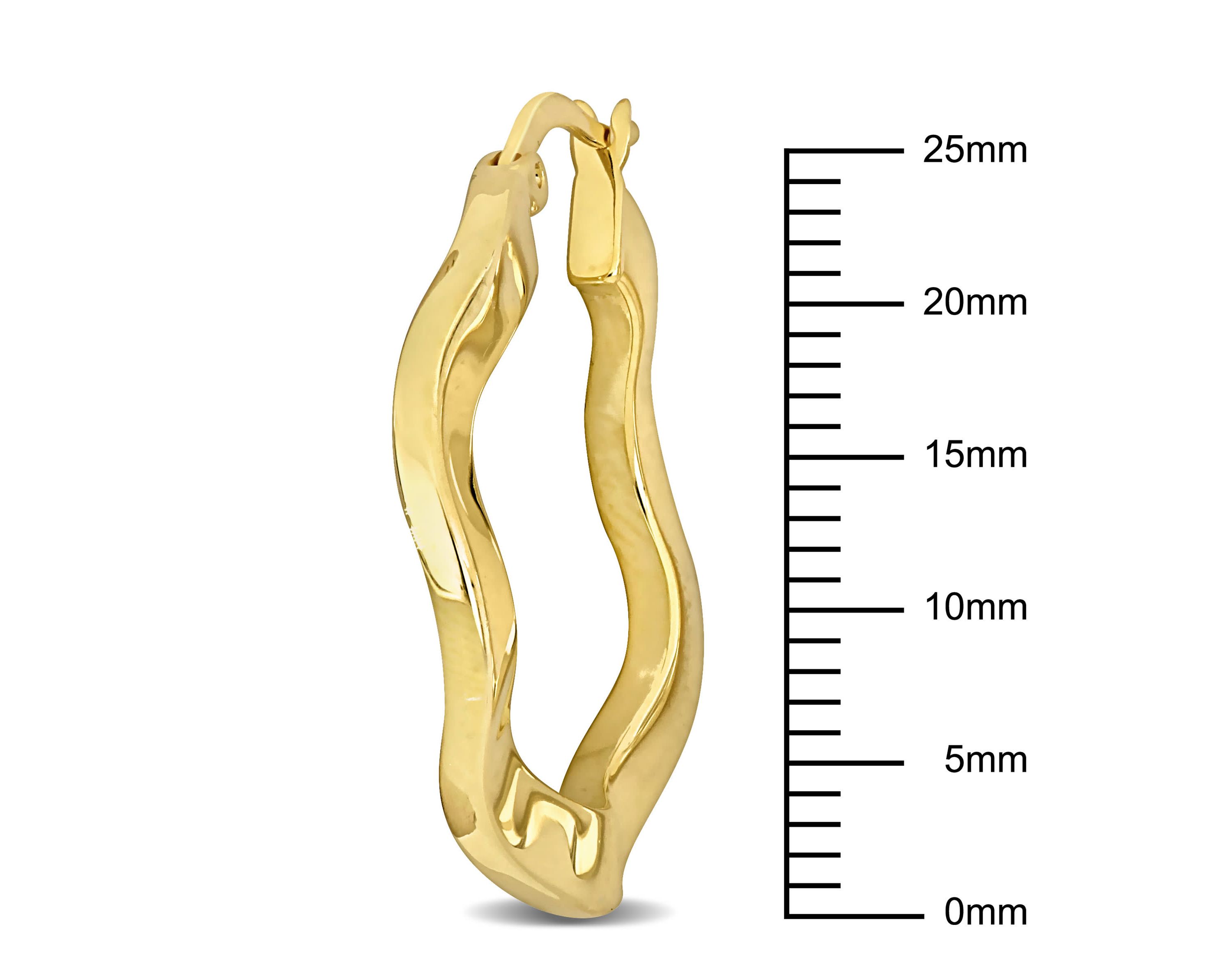 27mm Round Wave Hoop Earrings in Yellow Plated Sterling Silver