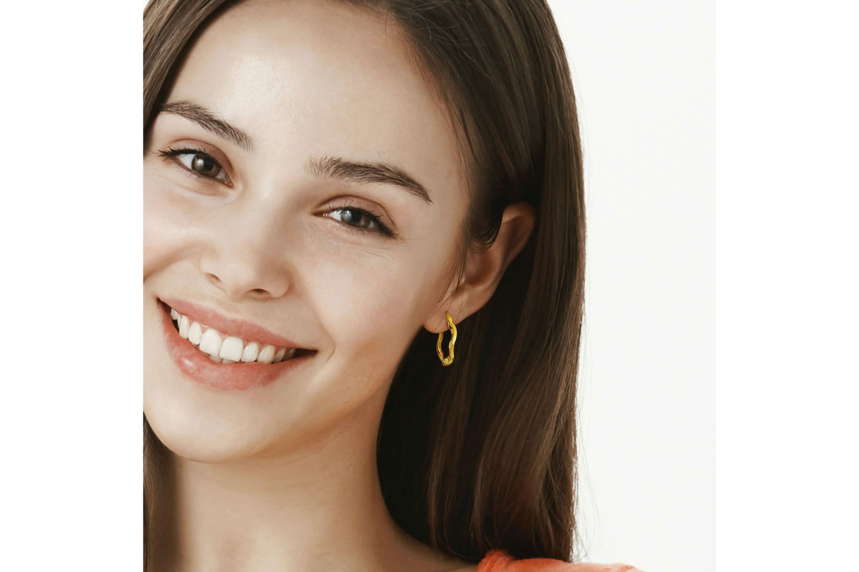 27mm Round Wave Hoop Earrings in Yellow Plated Sterling Silver