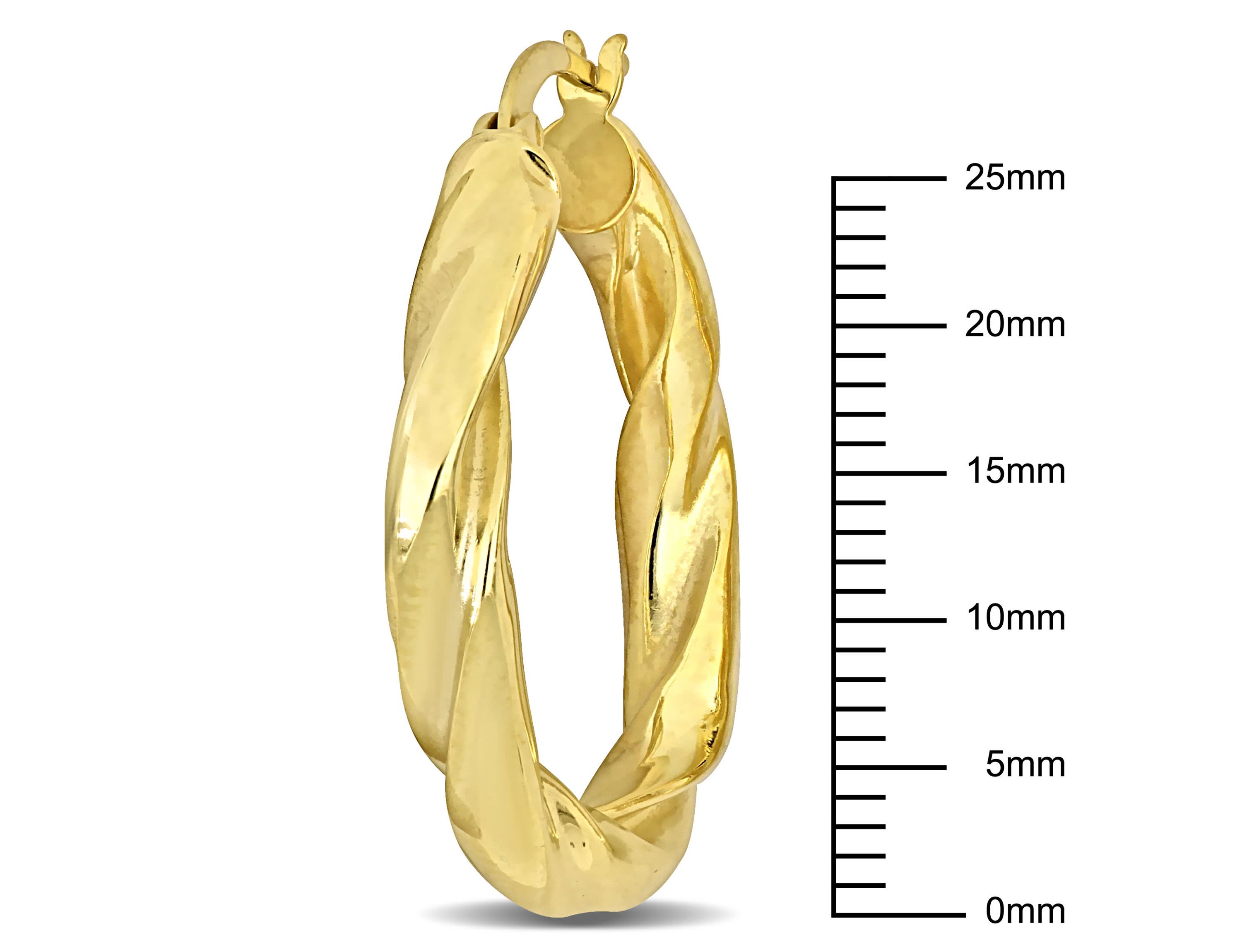 30mm Round Twist Hoop Earrings in Yellow Plated Sterling Silver