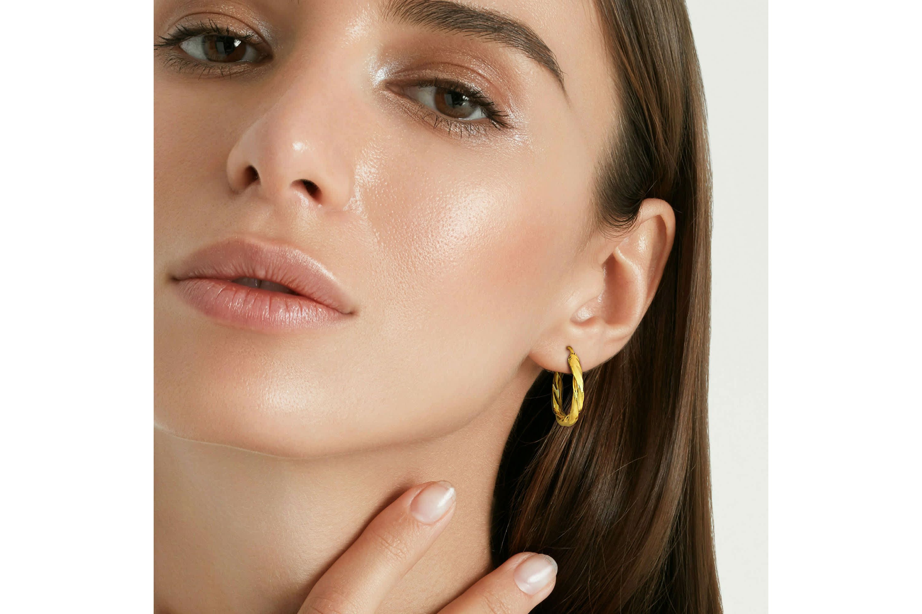30mm Round Twist Hoop Earrings in Yellow Plated Sterling Silver
