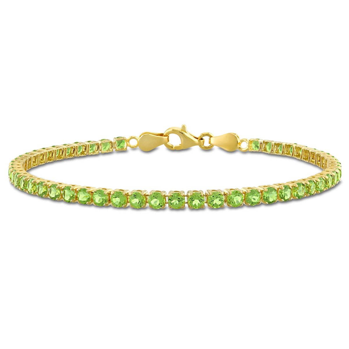 4.59 ct. t.g.w. Peridot Tennis Bracelet in Yellow Plated Sterling Silver