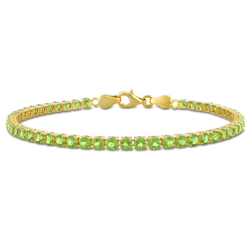4.59 ct. t.g.w. Peridot Tennis Bracelet in Yellow Plated Sterling Silver
