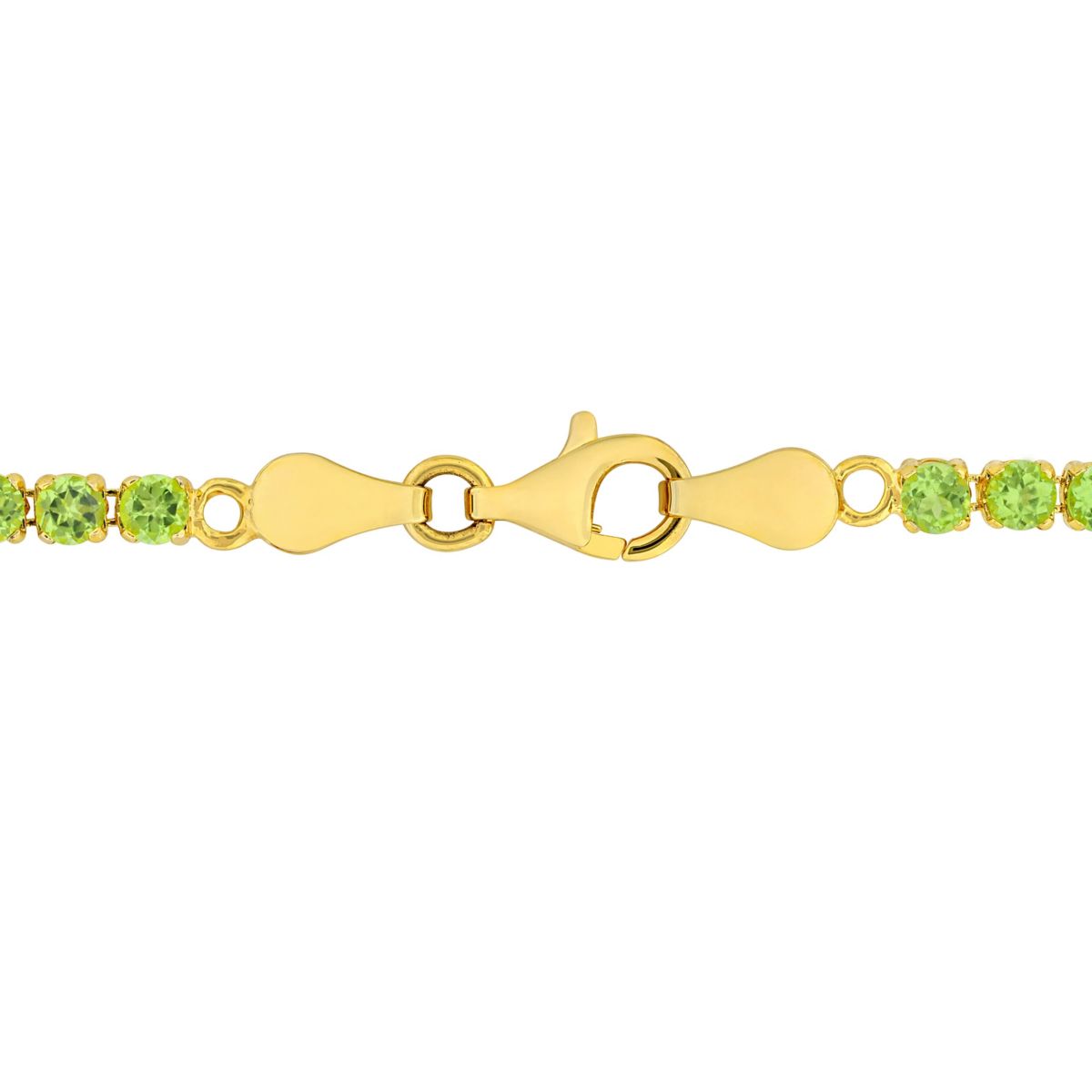 4.59 ct. t.g.w. Peridot Tennis Bracelet in Yellow Plated Sterling Silver