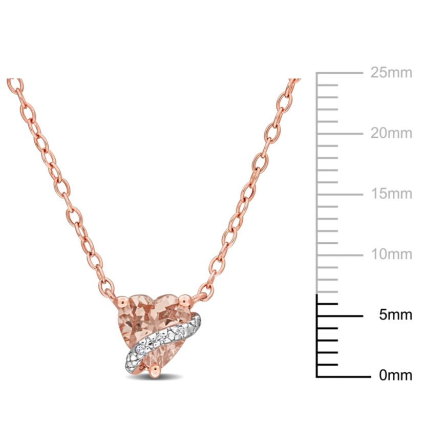 Morganite and Diamond Accent Heart Pendant with Chain in 2-Tone Sterling Silver