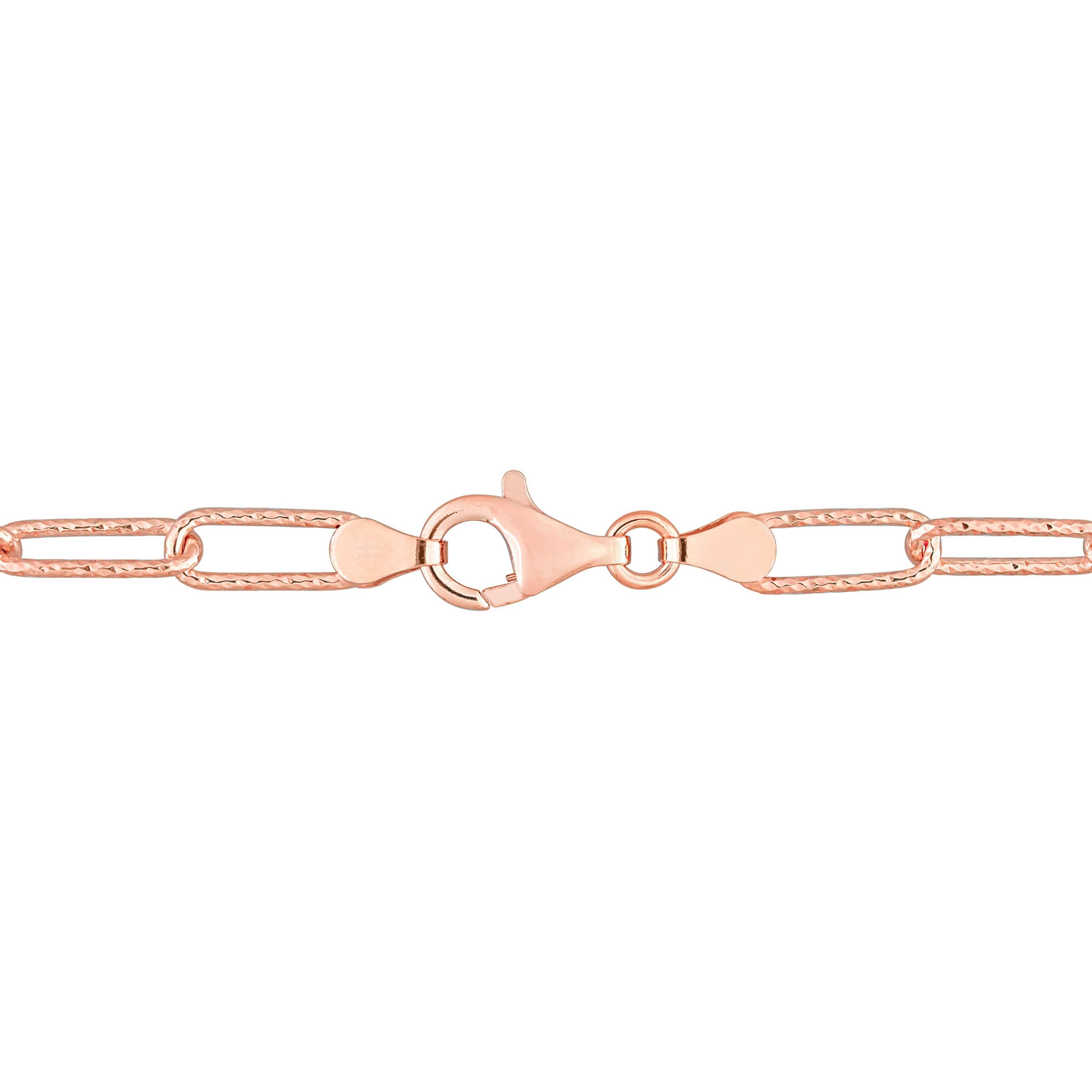 2-Piece Set of 5mm Paperclip Chain Necklace and Anklet in Rose Plated Sterling Silver