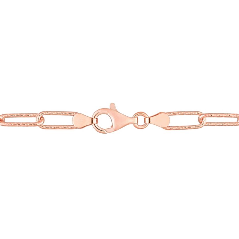 2-Piece Set of 5mm Paperclip Chain Necklace and Anklet in Rose Plated Sterling Silver