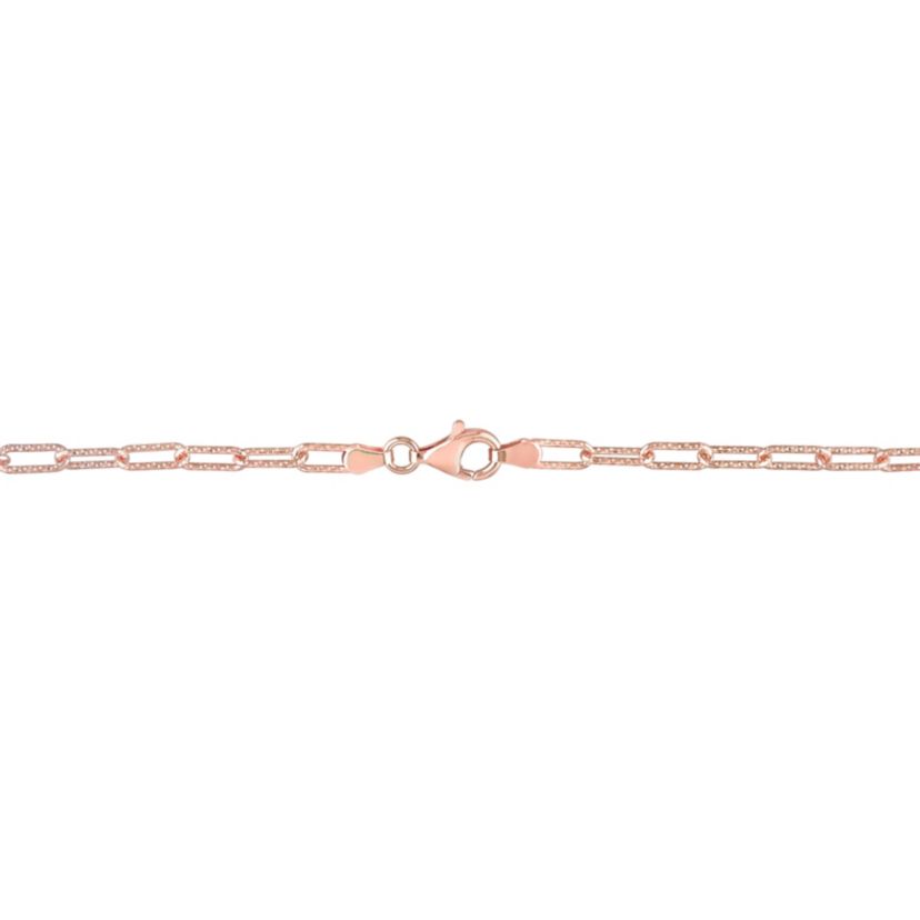 2-Piece Set of 3.5mm Paperclip Chain Necklace and Bracelet in Rose Plated Sterling Silver