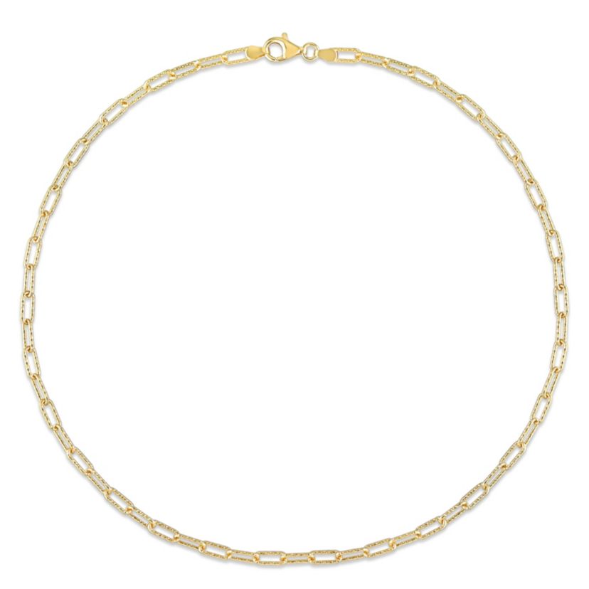 2-Pc Set of 3.5MM Paperclip Chain Bracelet and Necklace in Yellow Plated Sterling Silver, 7.5" & 20"
