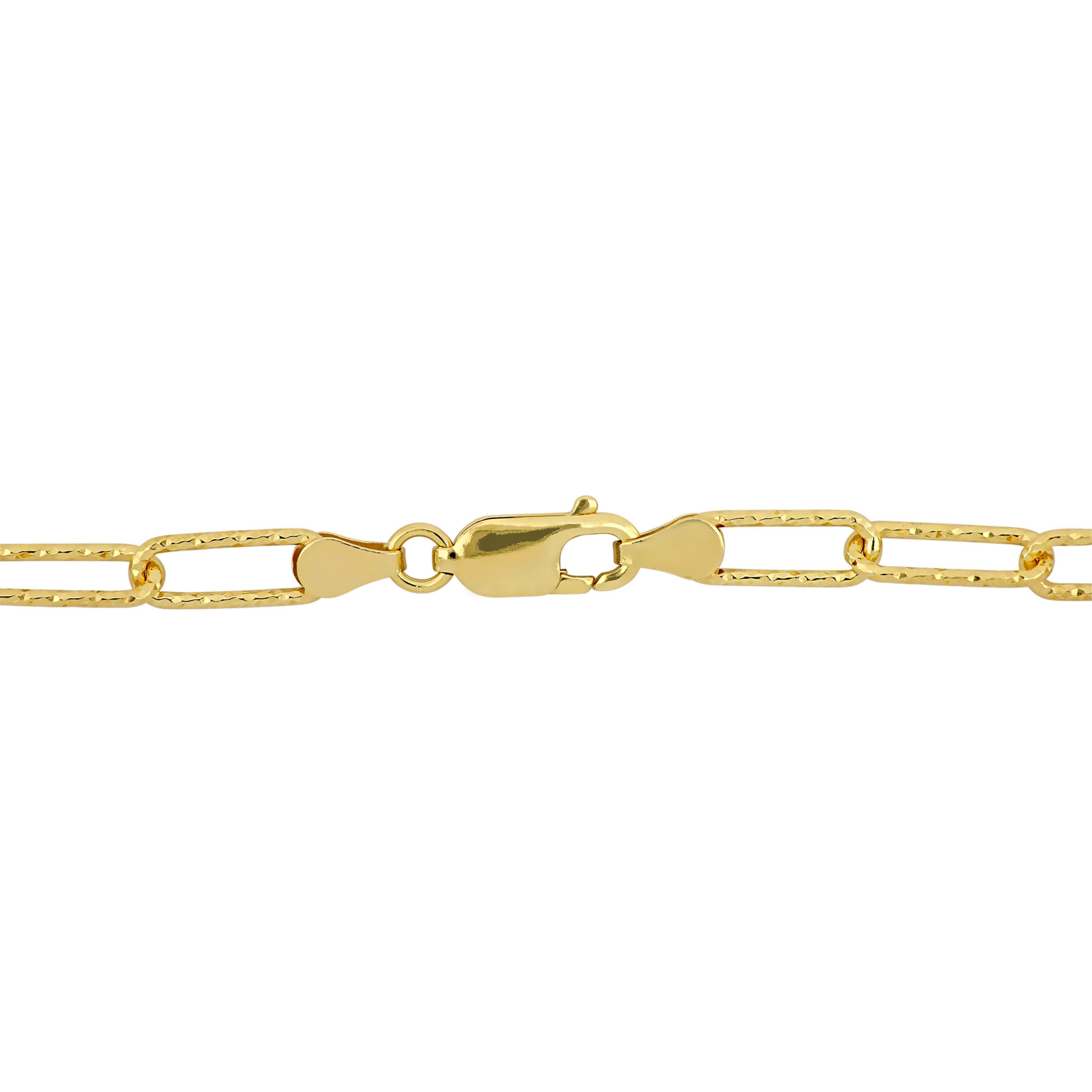 2-Piece Set of 5mm Paperclip Chain Necklace and Bracelet in Yellow Plated Sterling Silver