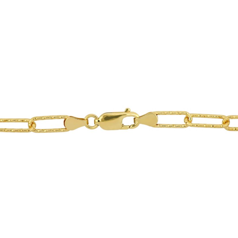 2-Piece Set of 5mm Paperclip Chain Necklace and Bracelet in Yellow Plated Sterling Silver