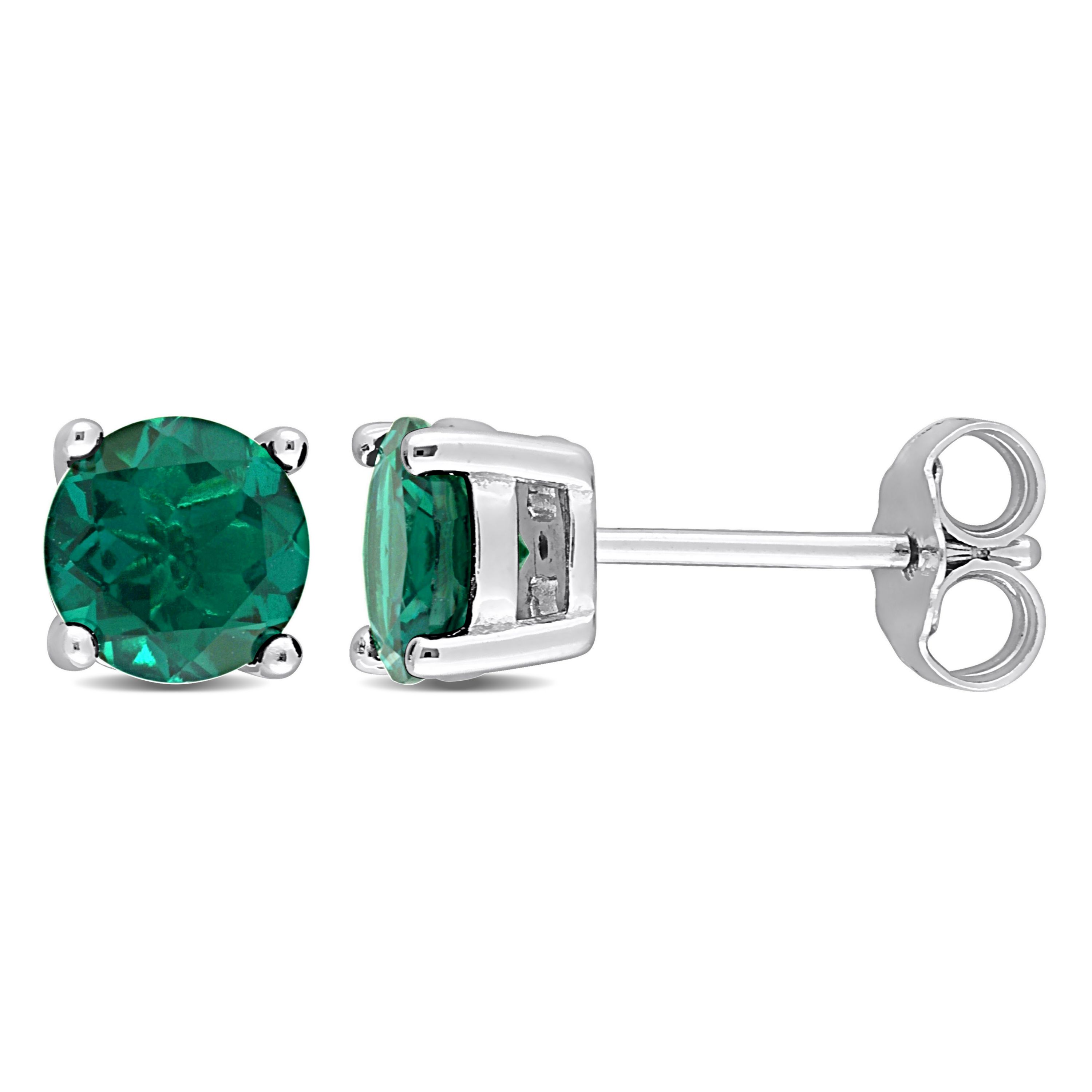 Lab Created Created Emerald Stud Earrings in Sterling Silver