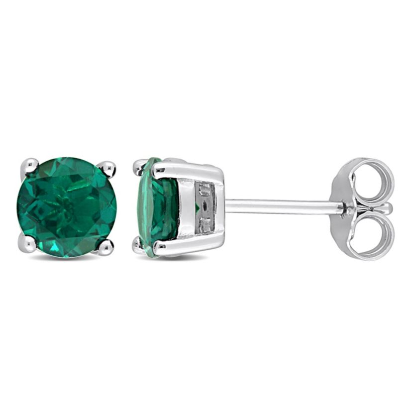 Lab Created Created Emerald Stud Earrings in Sterling Silver