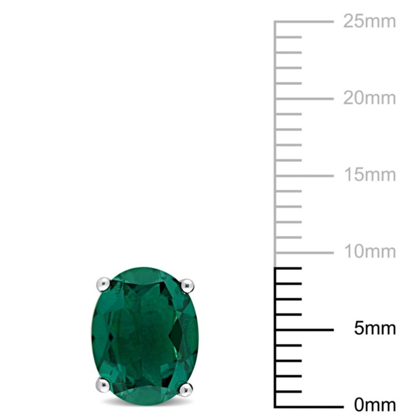 Lab Created Created Emerald Oval Stud Earrings in Sterling Silver