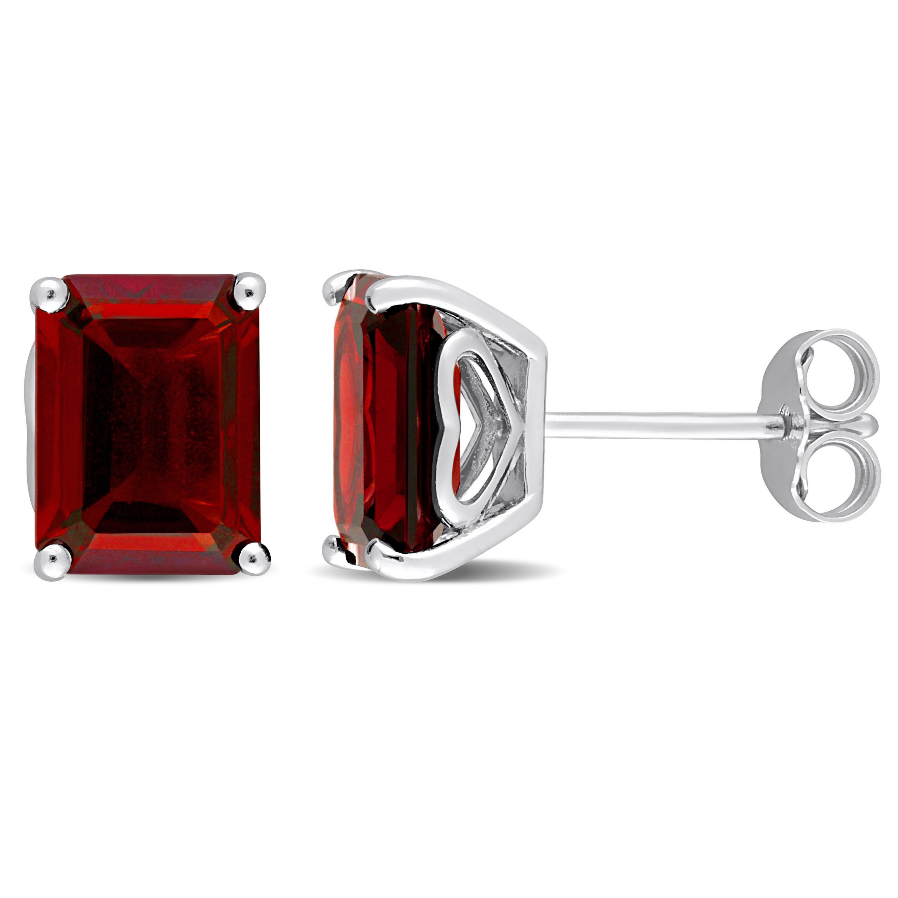 Garnet Stud Earrings in Sterling Silver