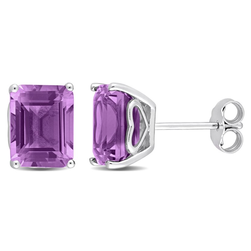 Amethyst Stud Earrings in Sterling Silver