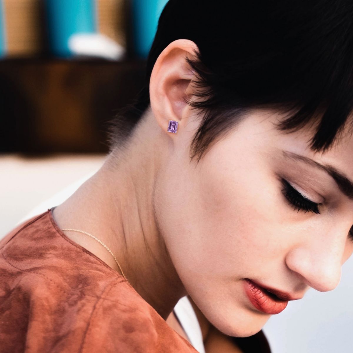 Amethyst Stud Earrings in Sterling Silver