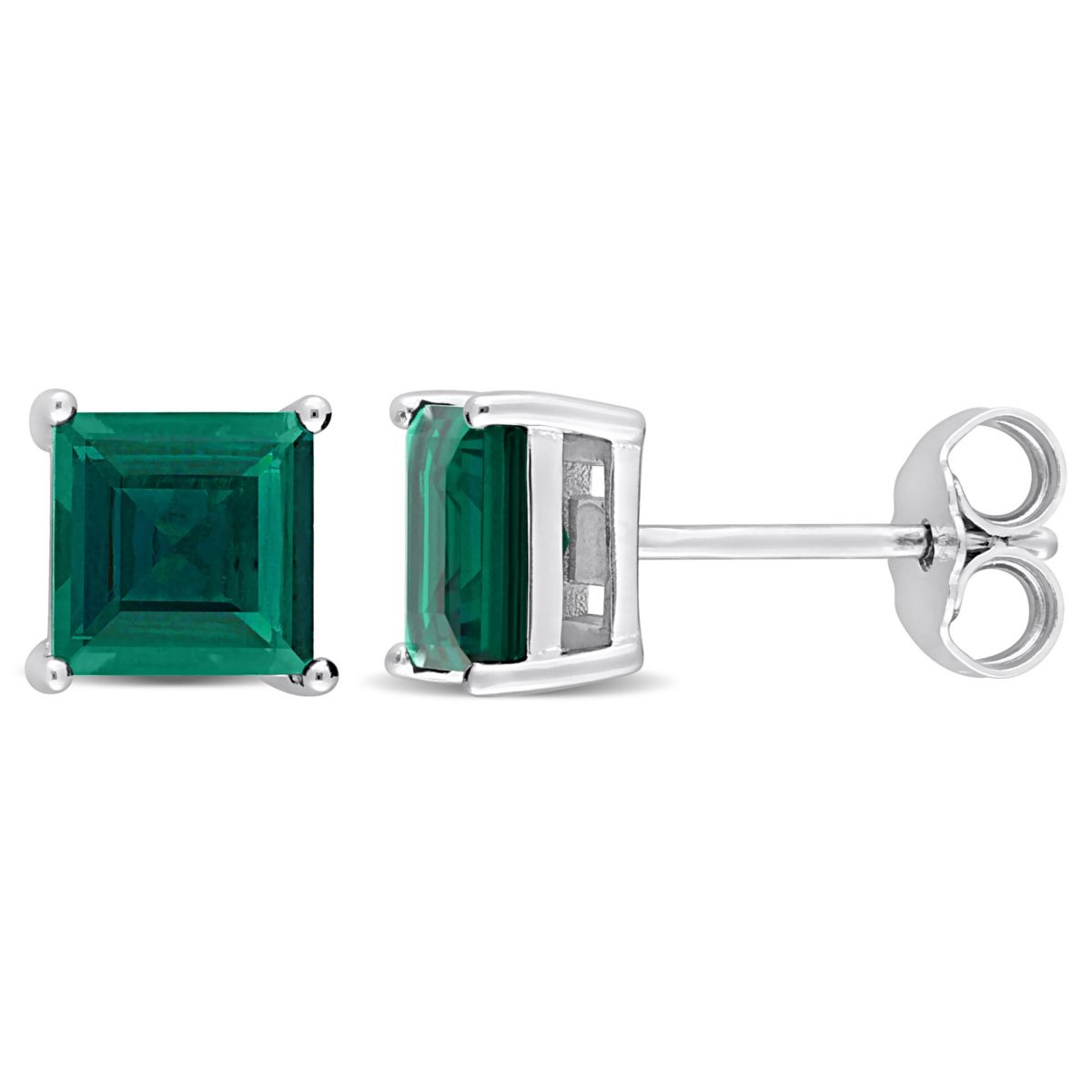 Lab Created Created Emerald Stud Earrings in Sterling Silver