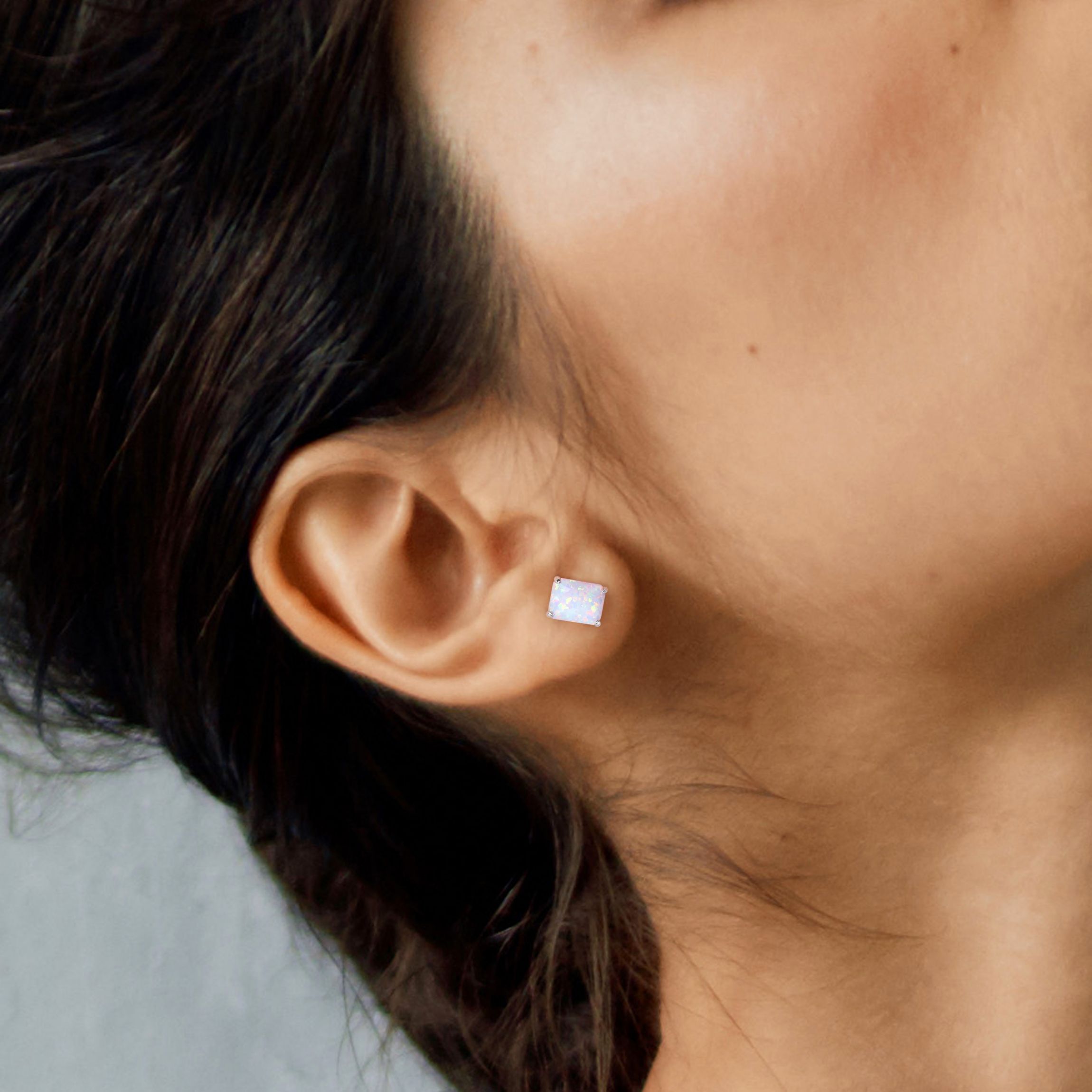 Lab Created Created Opal Stud Earrings in Sterling Silver