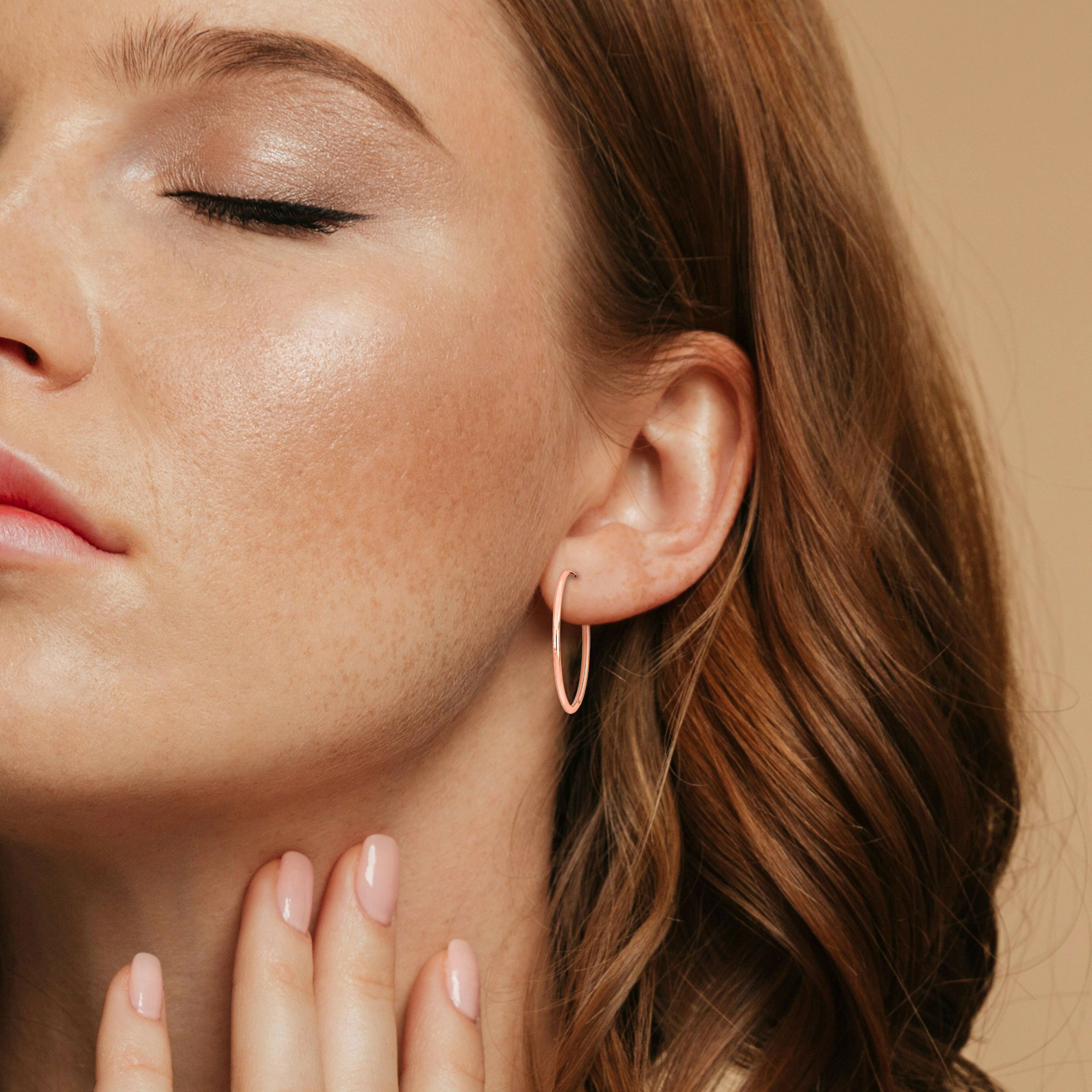 25MM Hoop Earrings in 14K Rose Gold