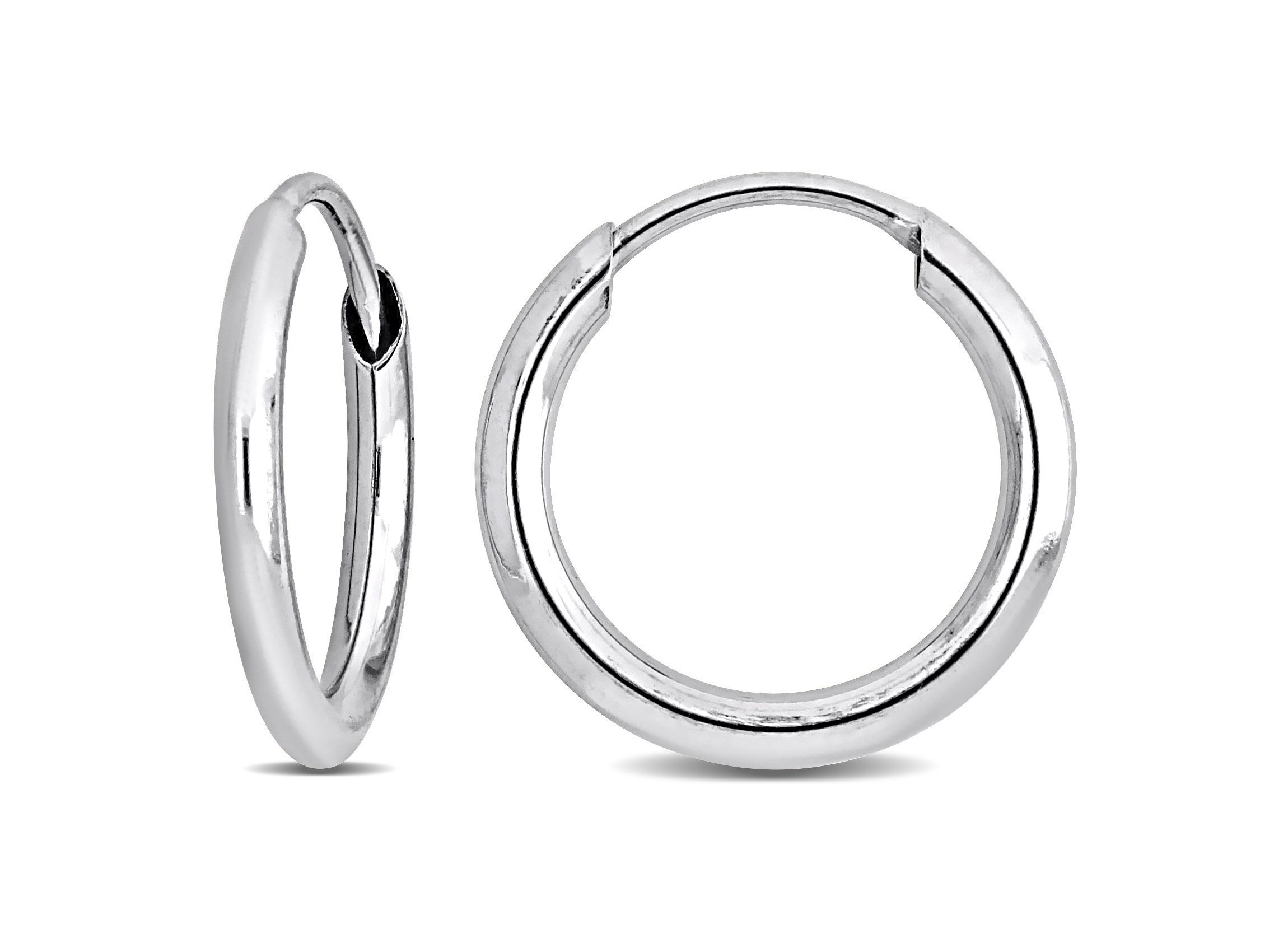 11MM Hoop Earrings in 14K White Gold