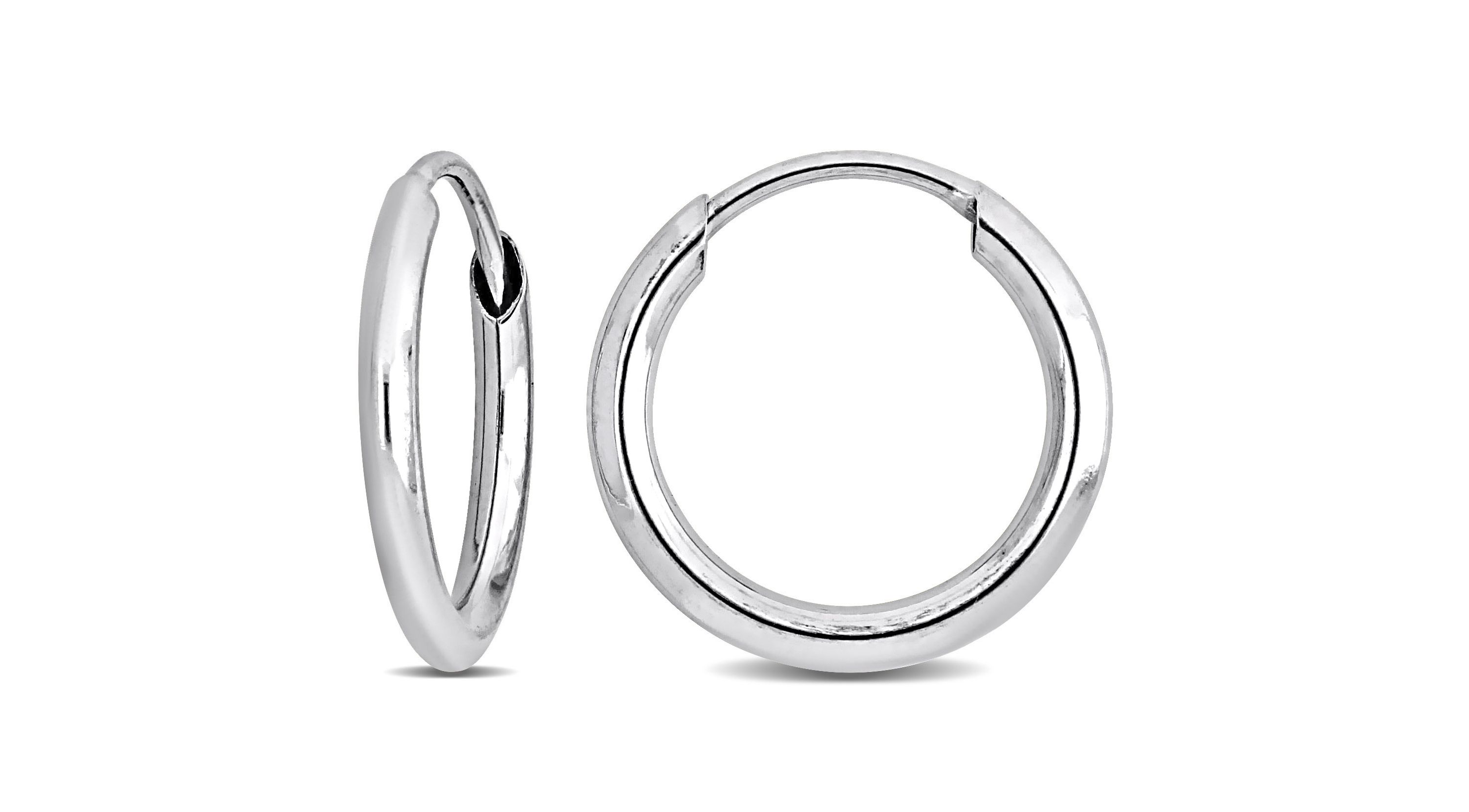 11MM Hoop Earrings in 14K White Gold