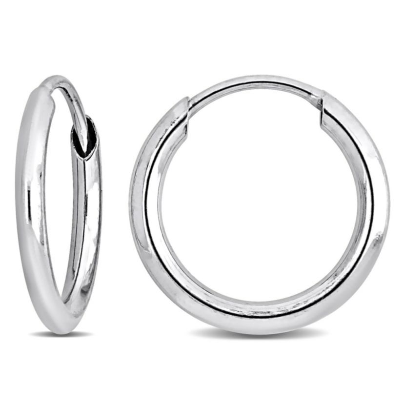 11MM Hoop Earrings in 14K White Gold