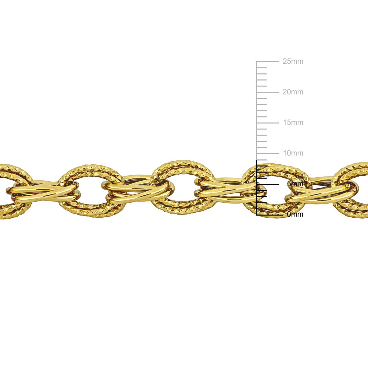 9MM Hammered and Polished Oval Link Bracelet in 14K Yellow Gold, 7.5"